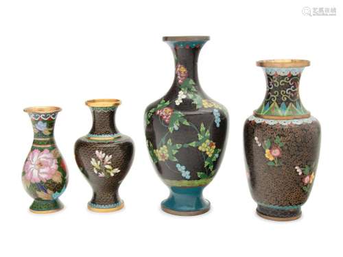 Four Chinese Cloisonné Enamel Vases