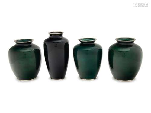 Four Japanese Cloisonne Enamel Vases