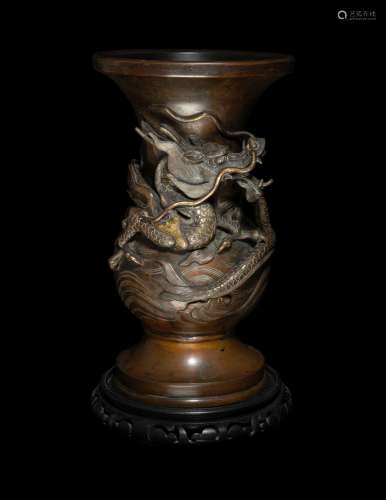 A Japanese Parcel Gilt Bronze Vase