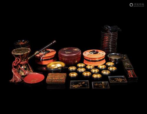 A Large Collection of Japanese Lacquer Wares