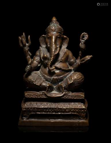 An Indian Cast Bronze Figure of a Ganesha 