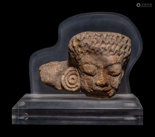 An Indian Sandstone Head of a Female Deity