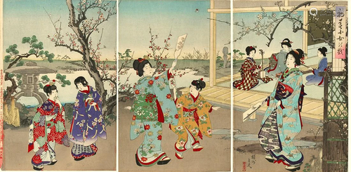 Toyohara CHIKANOBU (1838-1912): Young Girls' New Games