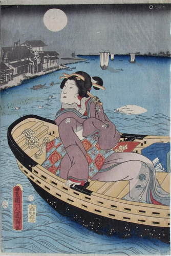 Kunichika: Woman in a Boat