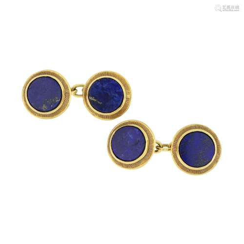 Coppia di gemelli in oro giallo con lapislazuli