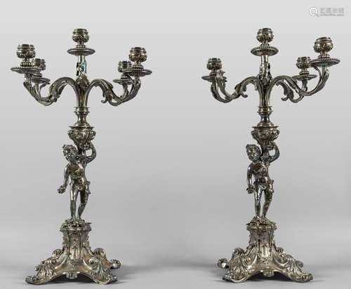 Coppia di grandi candelabri in argento 925 in