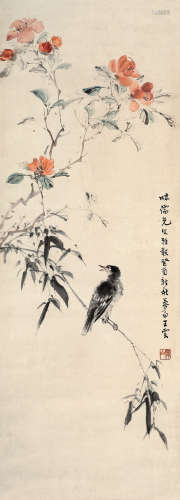 王梦白 1933年作 花鸟 设色纸本 立轴