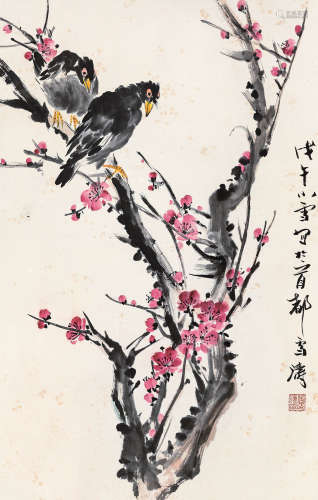 王雪涛 1978年作 梅花小鸟 设色纸本 镜片