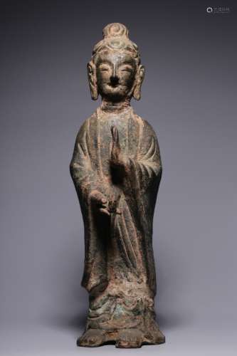 Ming Chinese Bronze Standing Guanyin