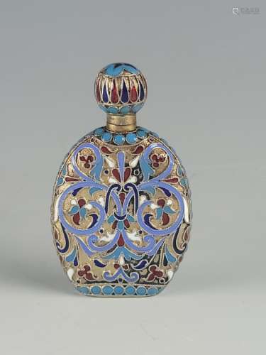 Antique Russian Silver Enamel Perfume Bottle