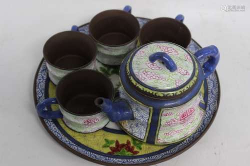 Chinese Zisha Teapot and Cups Set