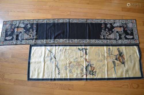 A pair Antique Chinese Silk Panel