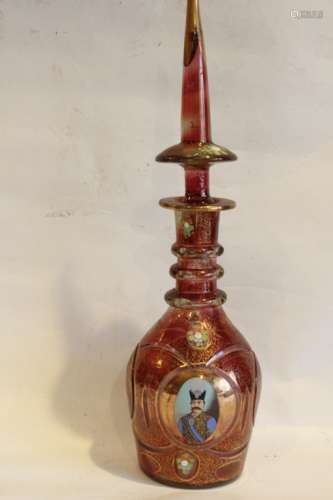 Red Glass Lid Decanter