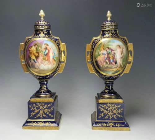 Antique Porcelain Royal Vienna Pair Vases