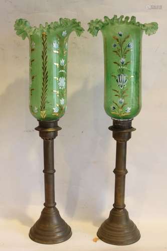 Pair of Green Glass Vases