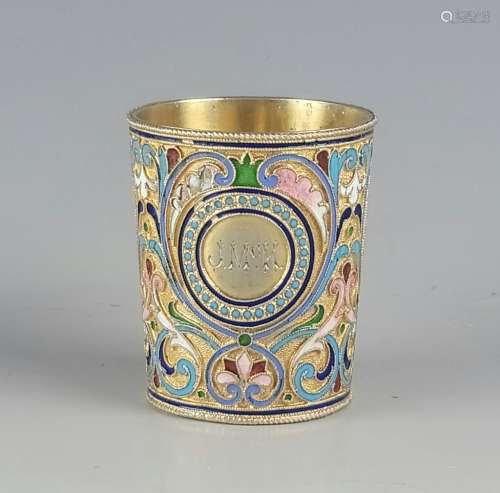 Antique Russian Silver Enamel Cup