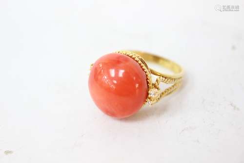 Women Coral Ring w 14K