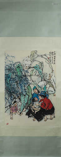 A Chinese figure painting, Shi guoliang mark