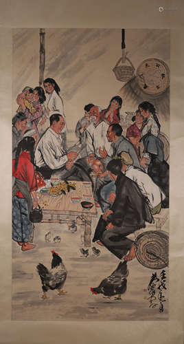 A Chinese figure painting, Huangzhou mark