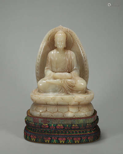 A Shoushan soapstone Sakyamuni statue