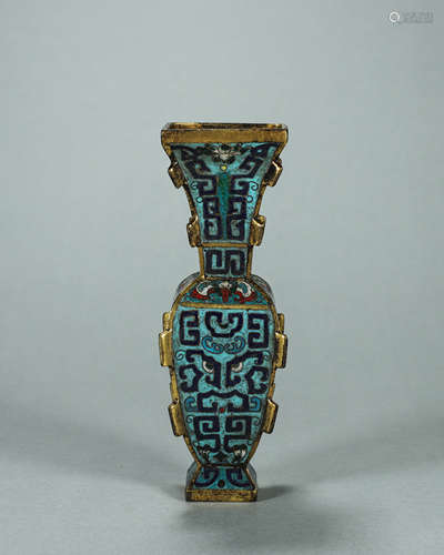 A beast face patterned cloisonne vase