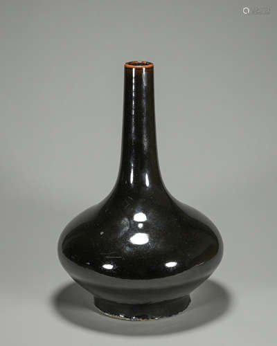 A black glazed porcelain vase