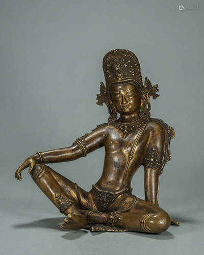 A gilding copper Guanyin statue