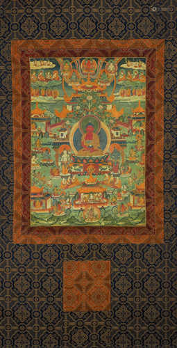 A piece of Chinese Amitabha thangka painting