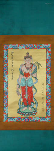 A Chinese Guanyin painting, Zhang Daqian mark