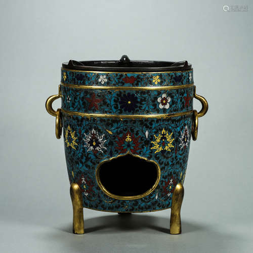 A flower patterned cloisonne censer