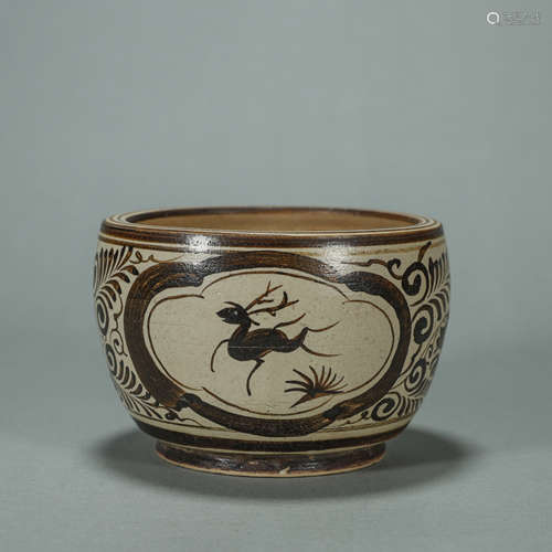 A deer patterned Jizhou kiln porcelain vat