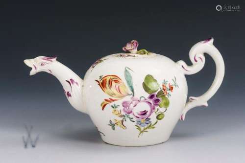 BAROQUE TEAPOT WITH FLORAL PAINTING. WALLENDORF.