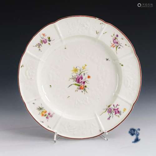 PLATE WITH FLORAL PAINTING. FRANKENTHAL.