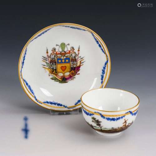 BAROQUE CUP AND SAUCER. KPM BERLIN.