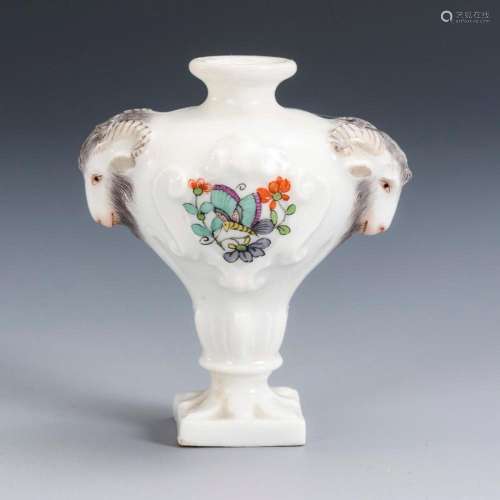 MINIATURE RAM S HEAD VASE. MEISSEN.