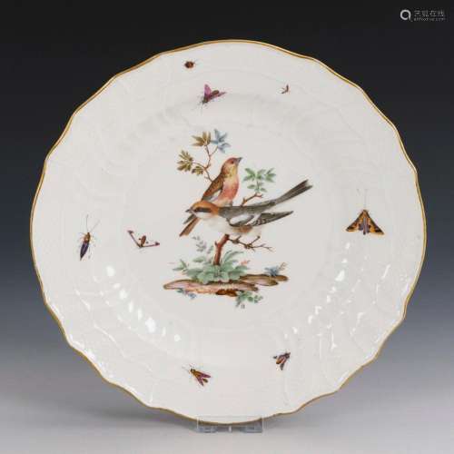 PLATE WITH BIRD PAINTING. MEISSEN.