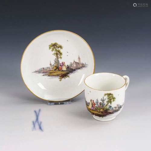 CUP WITH LANDSCAPE PAINTING. MEISSEN.