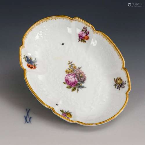 BAROQUE BOWL WITH FLORAL PAINTING. MEISSEN.