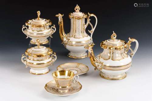 7 PIECES OF A BIEDERMEIER COFFEE SERVICE. TIELSCH.