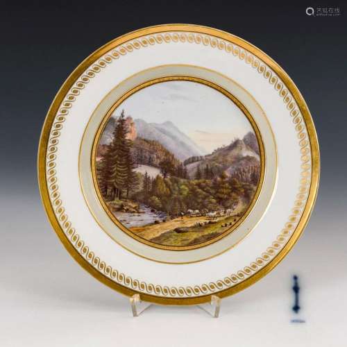 PLATE WITH LANDSCAPE PAINTING. KPM BERLIN.