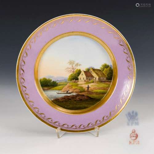 PLATE WITH LANDSCAPE PAINTING. KPM BERLIN.