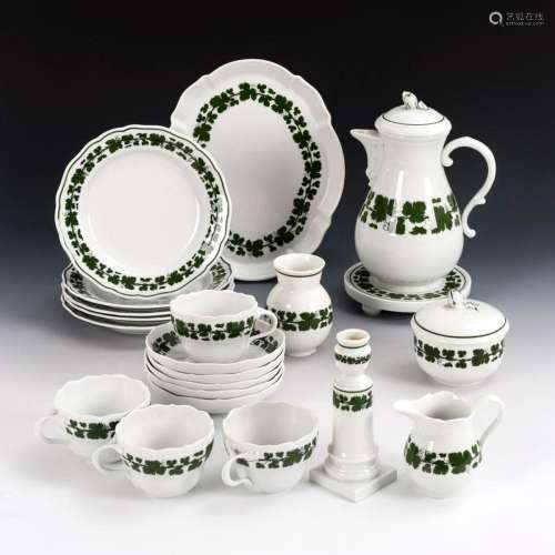 20 PIECES OF A COFFEE SERVICE WITH VINE LEAVES DECOR. MEISSE...