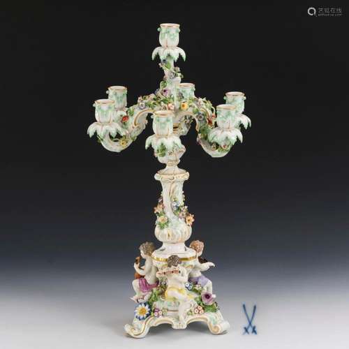 LARGE PUTTI CANDLESTICK. MEISSEN.