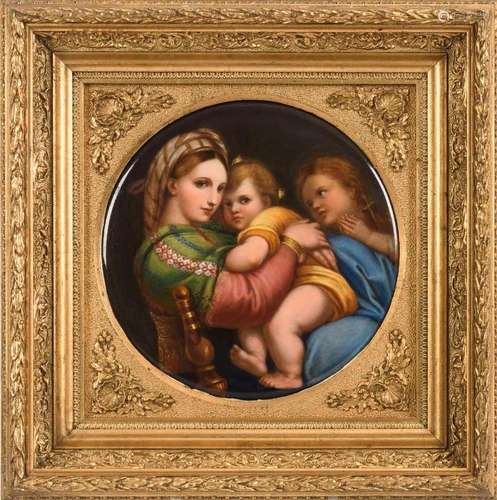 PORCELAIN PLAQUE: MADONNA DELLA SEDIA.