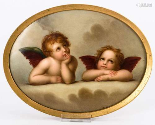 PORCELAIN PLAQUE: ANGEL OF THE SISTINE.