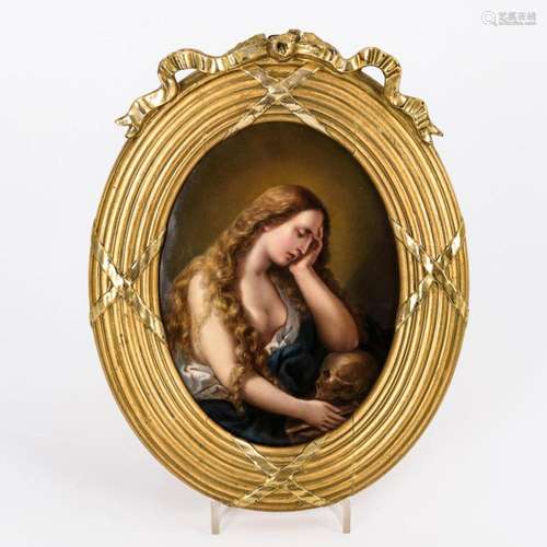 PORCELAIN PLAQUE: PENITENT MAGDALENE.