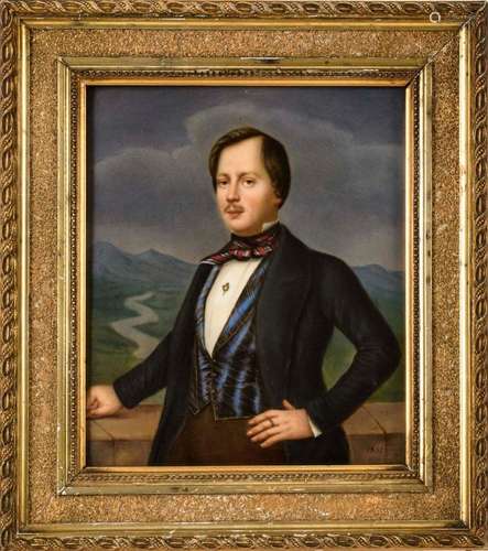 PORCELAIN PLAQUE: PORTRAIT OF A MAN. KPM BERLIN.