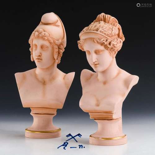 PAIR OF BUSTS AFTER CANOVA. RAUENSTEIN.