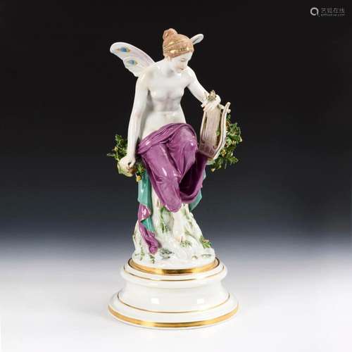 LARGE ART NOUVEAU FIGURE: PSYCHE. MEISSEN.