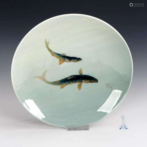 ART NOUVEAU PLATE WITH FISH MOTIF. MEISSEN.